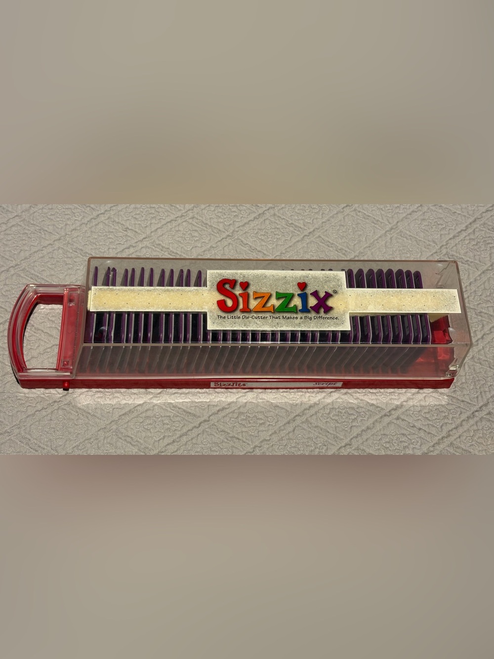 Sizzix Sizzlits Purple and Clear Mini Die Cuts Alphabet Set & Storage Organizer